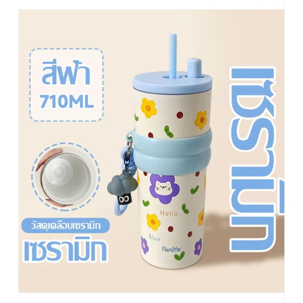 แก้วสแตนเลส 316 เคลือบเซรามิก บรรจุ 710ml