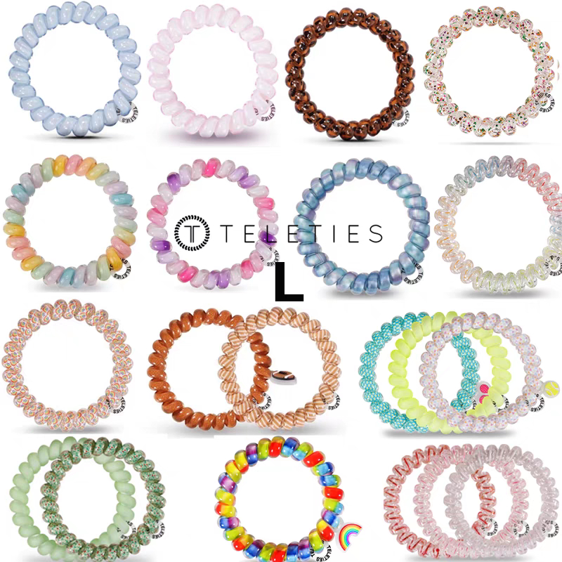 ✅แท้100%🇺🇸 TELETIES Colorful Picks Collection ยางรัดผม HAIR TIES Spiral Hair Coils Wrist Bands