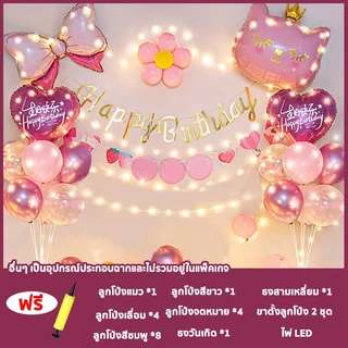 ชุดลูกโป่งวันเกิด Happy Birthday เซตลูกโป่งวันเกิด อุปกรณ์ครบ เซทเดียวจบ ปาร์ตี้วันเกิด ที่สูบลม
