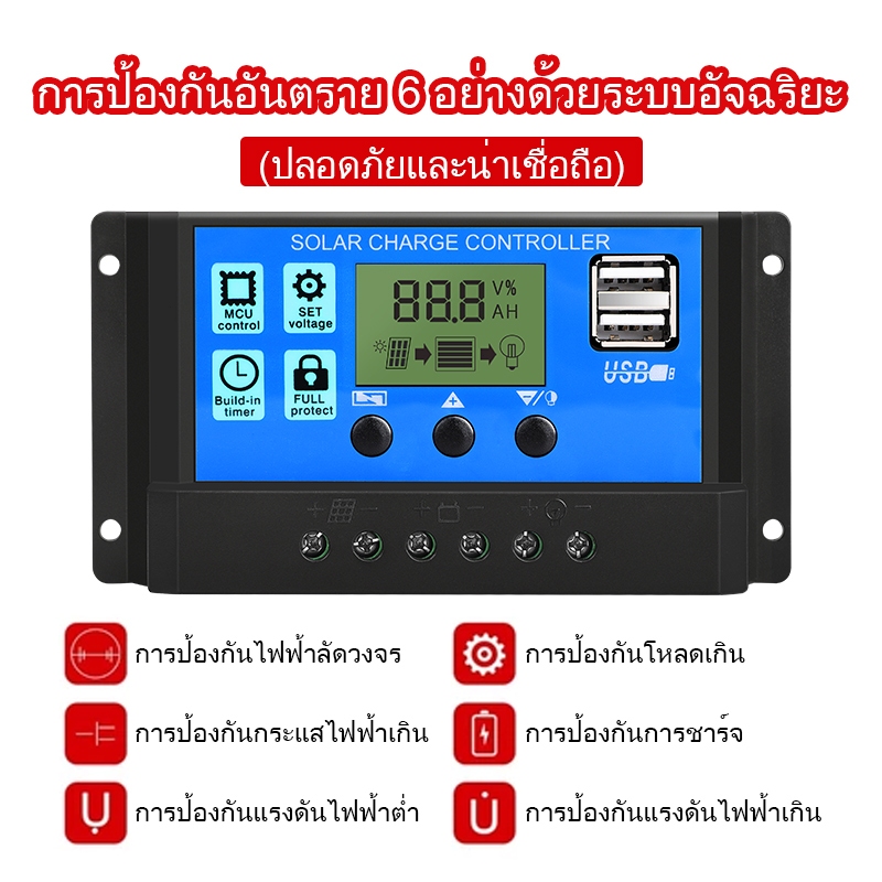 Solar charger โซล่าชาร์จเจอร์ ควบคุมการชาร์จ 10-60A PWM อุปกรณ์ควบคุมแผงโซล่า โซล่าชาร์เจอร์ จอแสดงผล LCD โซล่าชาร์จคอนโ