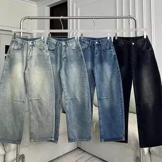 PTJ30303 Kris Barrel Slim กางเกงยีนส์ขากระบอกทรง Barrel ปัก PROMTHONG