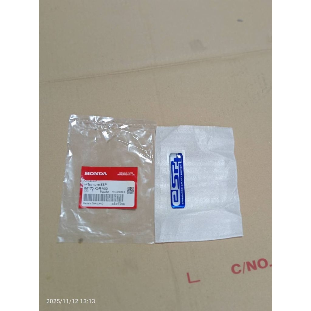 เครื่องหมาย esp+ รถฮอนด้าทุกรุ่น แท้ศูยน์100% 86170-K0R-V00