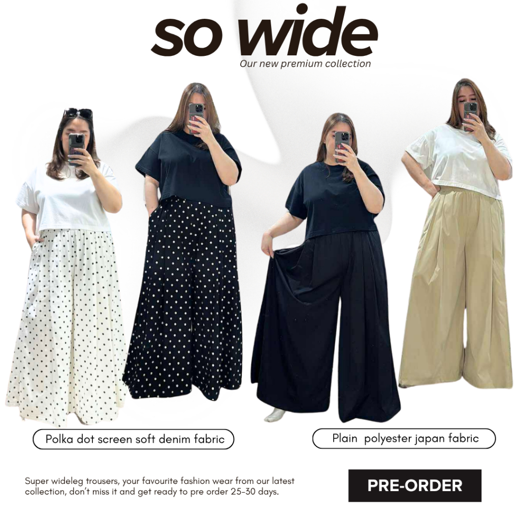 (พร้อมส่ง) กางเกงทรง  Super Wide Leg  สาวอวบพลัสไซส์