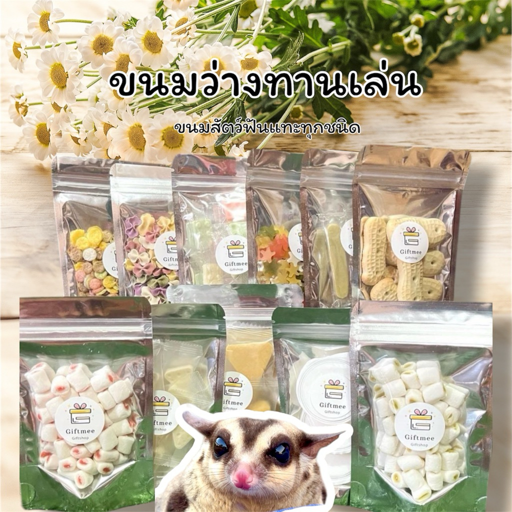 ขนม อาหารว่างชูการ์ไกรเดอร์ สัตว์เลี้ยงฟันแทะ กระรอก ดอเมาส์ แฮมเตอร์ แกสบี้ บูสเบบี้ แม่นแคระ เมียแคท
