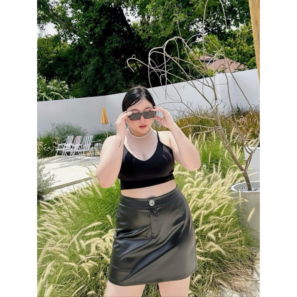 Leather Skirt กระโปรงหนังทรงเอเอาใจสายฝอใส่ซิป กระดุมหน้า รูปที่ 5