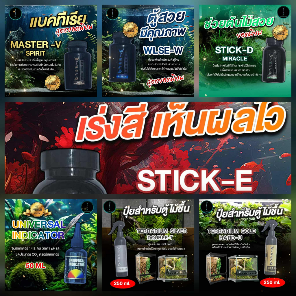 ผลิตภัณฑ์ปุ๋ยฝังไม้น้ำ WIZARD และไม้ชื้น