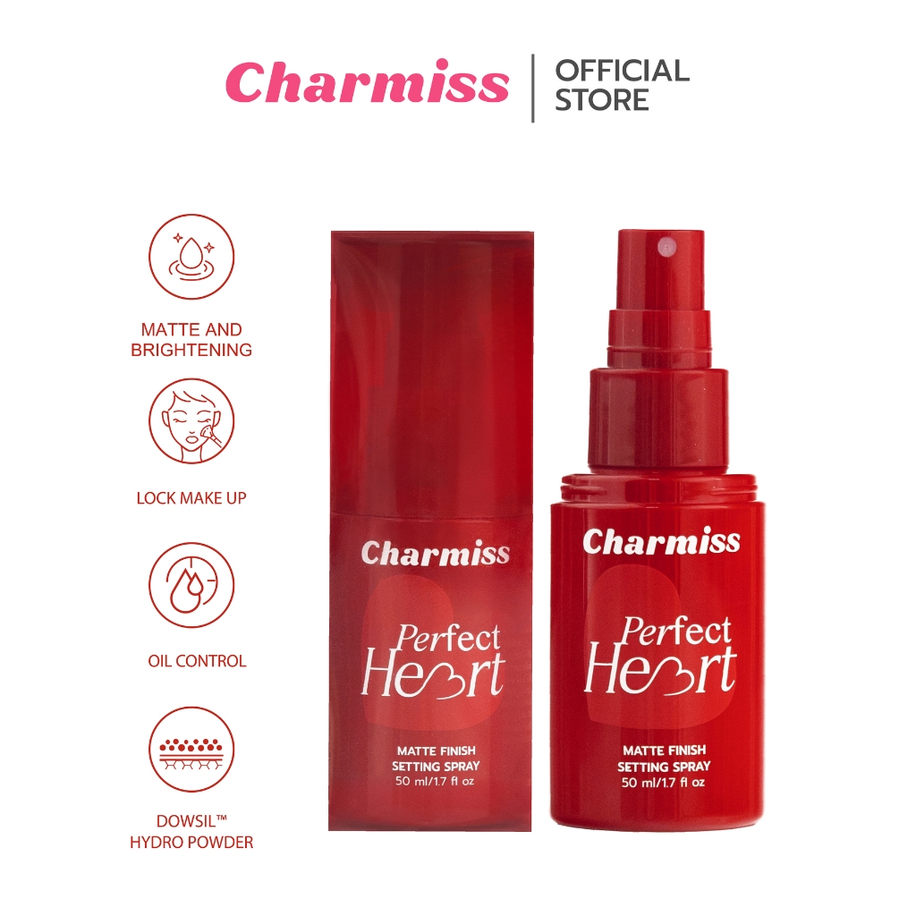 Charmiss Perfect Heart Matte Finish Setting Spray 50ml สเปรย์ล็อกผิวแมตต์คุมมัน ล็อกเมคอัพให้สวยติดทนนานตลอดวัน