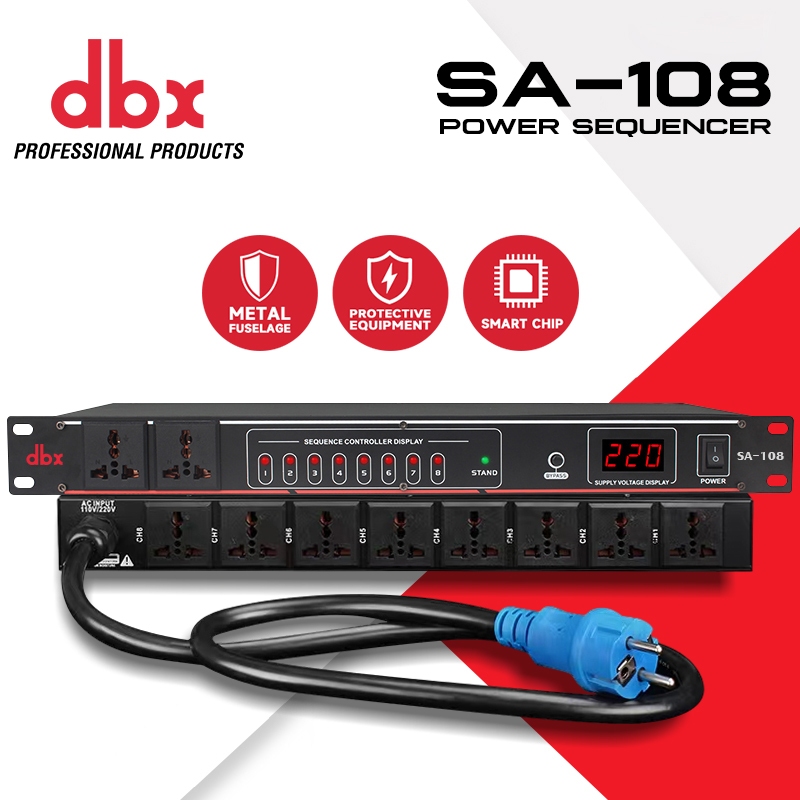 DBX SA-108 ใหม่ 8 + 2 Way Smart Power Sequencer, เครื่องควบคุมเวทีระดับมืออาชีพสำหรับผู้จัดการเสียงกำลังสูง