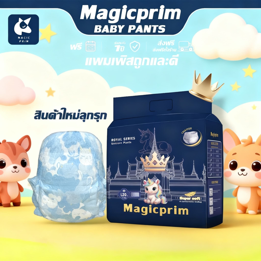 💙Magic Prim JIJI Royal Series Unicorn Pants ผ้าอ้อมเด็กออร์แกนิก  Travel Pack