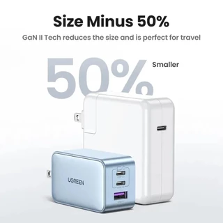 UGREEN 65W 3-Port GaN Charger - ออกแบบพับได้กะทัดรัด ชาร์จเร็วสำหรับแลปท็อป โทรศัพท์ แท็บเล็ต