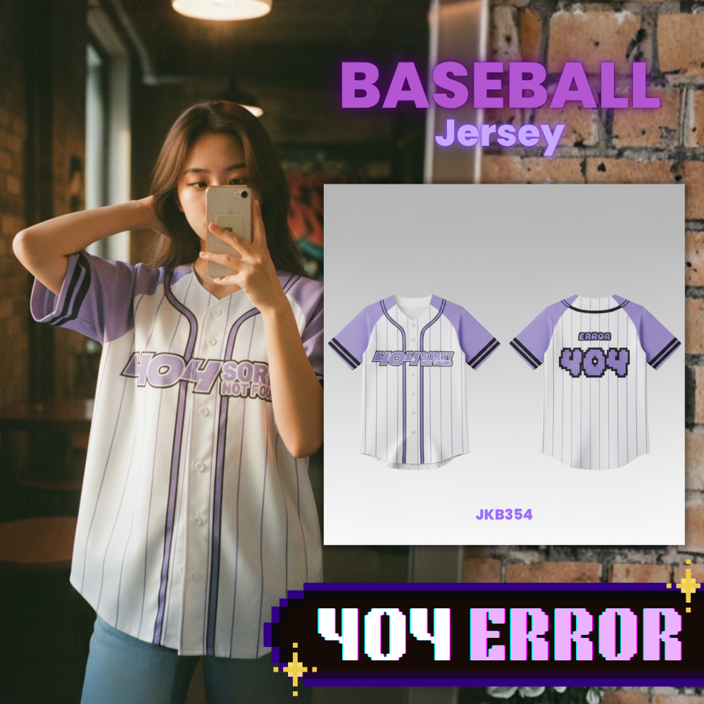 เสื้อเบสบอล JKB354 แห้งเร็ว ระบายอากาศได้สบาย กระดุมจริง เลขด้านหลังเป็นแบบสุ่ม