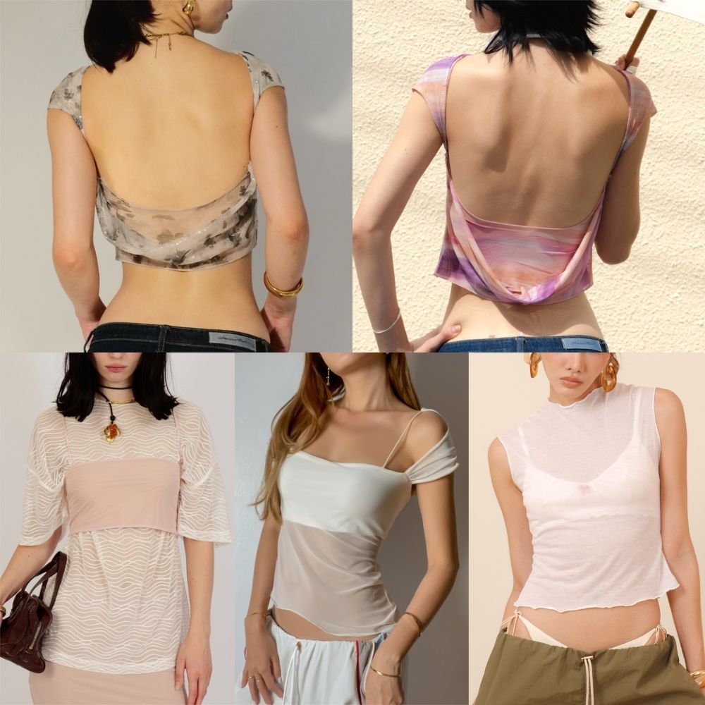 Try_yorata | Blursday dropped back, Oversized tee shirt, Heart top, Vintage tee top, Full skirt+bra เสื้อครอปผ้ายืด
