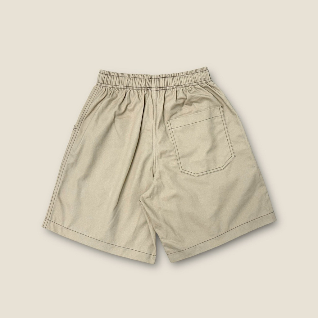 Bunker กางเกงขาสั้น วินเทจ ขากว้าง ทรงหลวม เอวยางยืด ผ้า Cotton 100% แท้ ใส่สบาย - รูปที่ 5