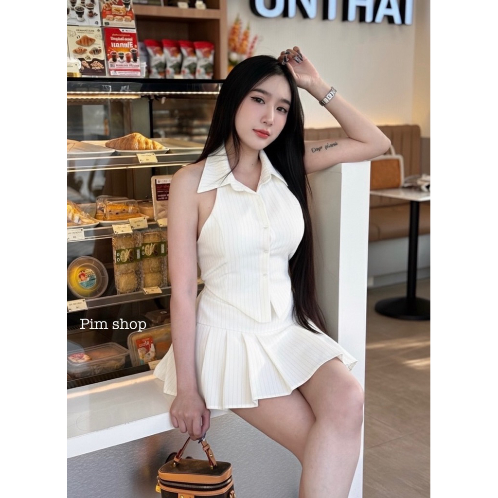 #by2a 💕❤️ꫛꫀꪝ  c o ll e c t i o n ✨💕   เซท คอปกคล้องคอ  กระดุมหน้า ใช้งานได้จริง  กระโปรงจับจีบมีซับใ