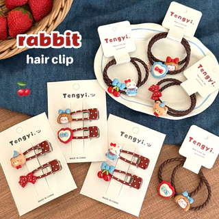 Cute 433 กิ๊บติดผม กิ๊บหนีบผมลายจุดสีแดง เด็กน้อย ยางมัดผม 2 ชิ้น/แพ็ค