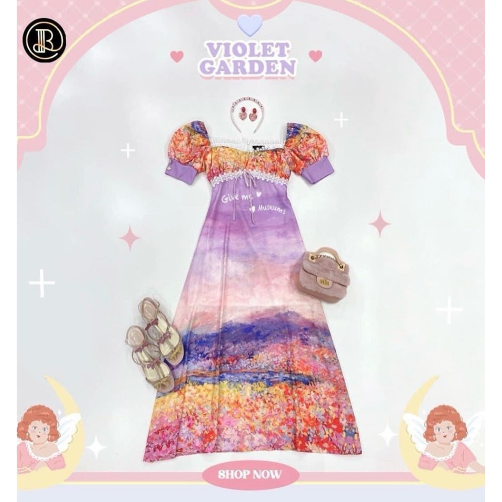 Violet Garden : BLT BRAND x GIVEME : Maxidress สุดLimited) Size.S มือ2