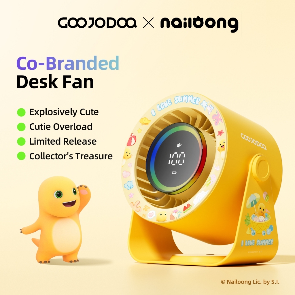 GOOJODOQ Gfs008 Nailoong พัดลมไร้เสียงความเร็วสูง 2in1 ติดผนังและตั้งโต๊ะ จอแสดงผล Led 100 สปีด
