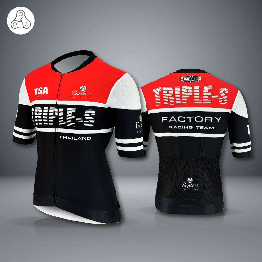 TRIPLE-S FACTORY RACING TEAM PREMIUM(TOP JERSEY) เสื้อปั่นจักรยานระดับพรีเมี่ยมเกรดแข่งขัน ชุดปั่นจักรยาน แขนสั้น