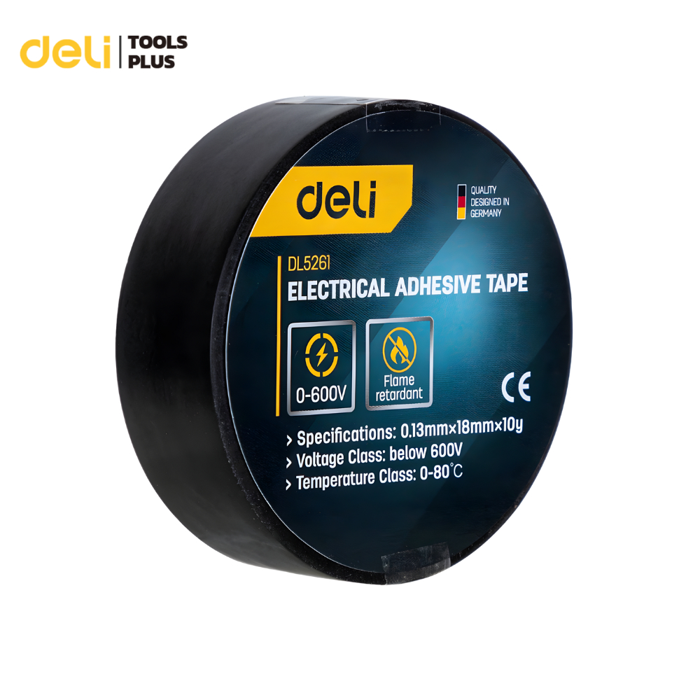 Deli เทปพันสายไฟ เทปพันสายไฟไวนิล 10 20M สีดำ ไม่เหนียว ไม่ซึม ไม่รั่ว ใช้งานง่าย Insulation Tape