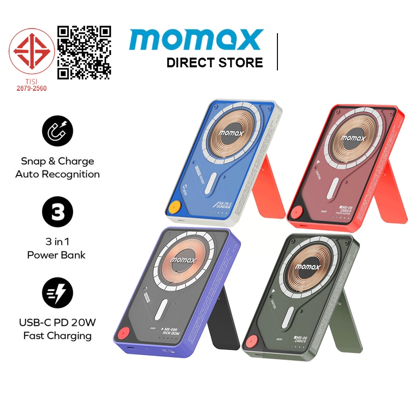 Momax Mobile Suit Gundam Limited Edition Power Bank 5000mAh 10000mAh Powerbank แม่เหล็กพร้อมสาย USB 