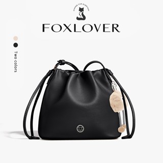 FOXLOVER กระเป๋าสะพายข้าง สีดำ แบบจีบ แฟชั่น หรู ดูดี ถือได้…