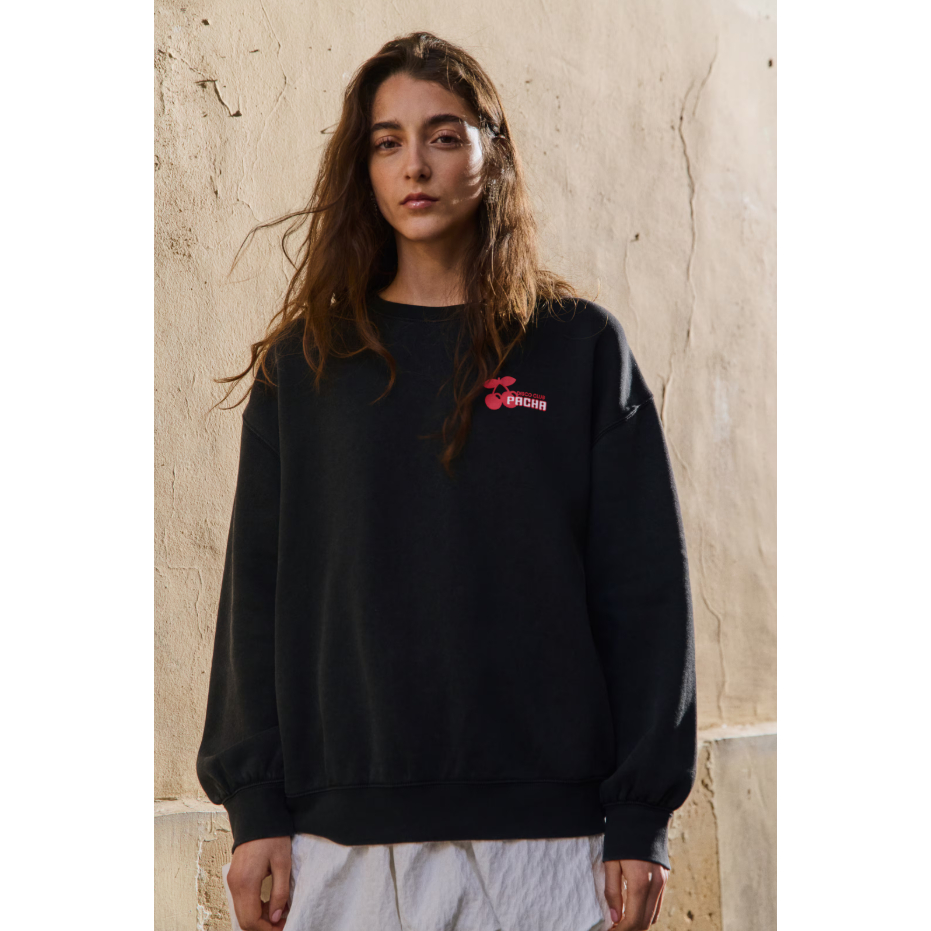 H&M(เอชแอนด์เอ็ม) เสื้อสเวตเตอร์ลายพิมพ์โอเวอร์ไซส์ Women Oversized print-motif sweatshirt 1317725_1
