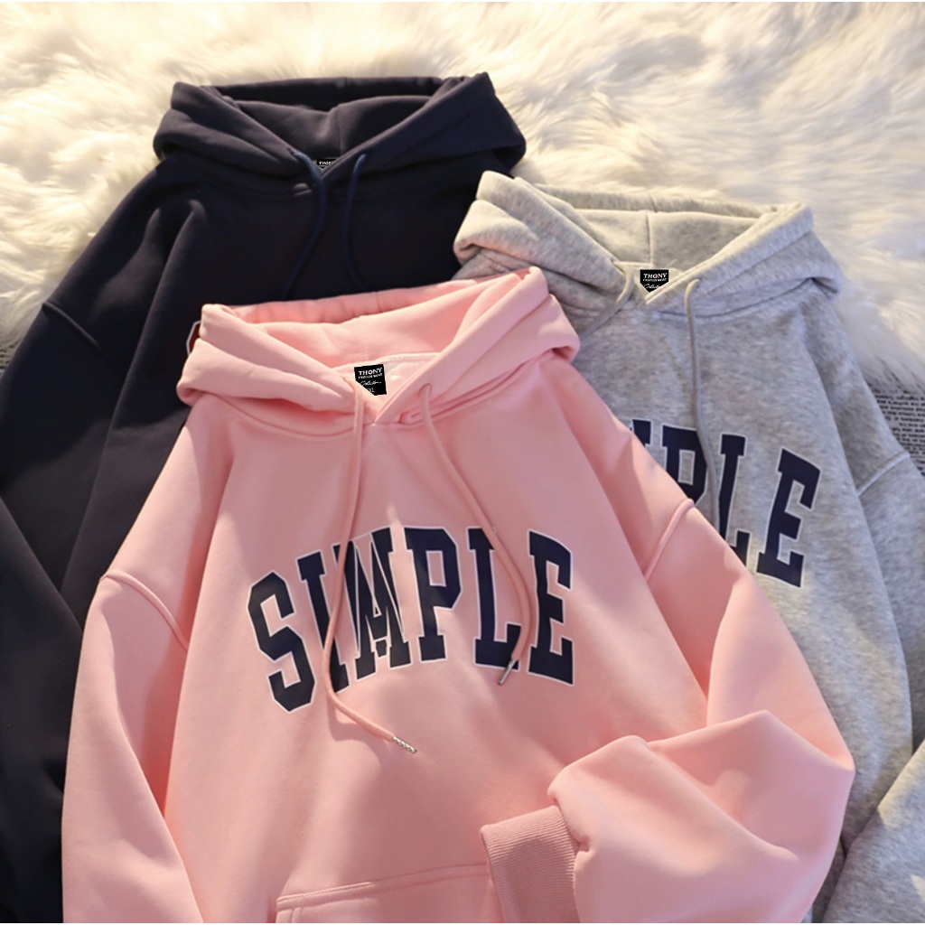 เสื้อฮู้ดกันหนาว ผ้าสำลีอย่างดี นิ่มสบายผิว เสื้อฮู้ดแขนยาว ลาย SIMPLE ใส่ได้ทั้งผู้ชายและผู้หญิง UNISEX รุ่นคู่รัก - รูปที่ 2