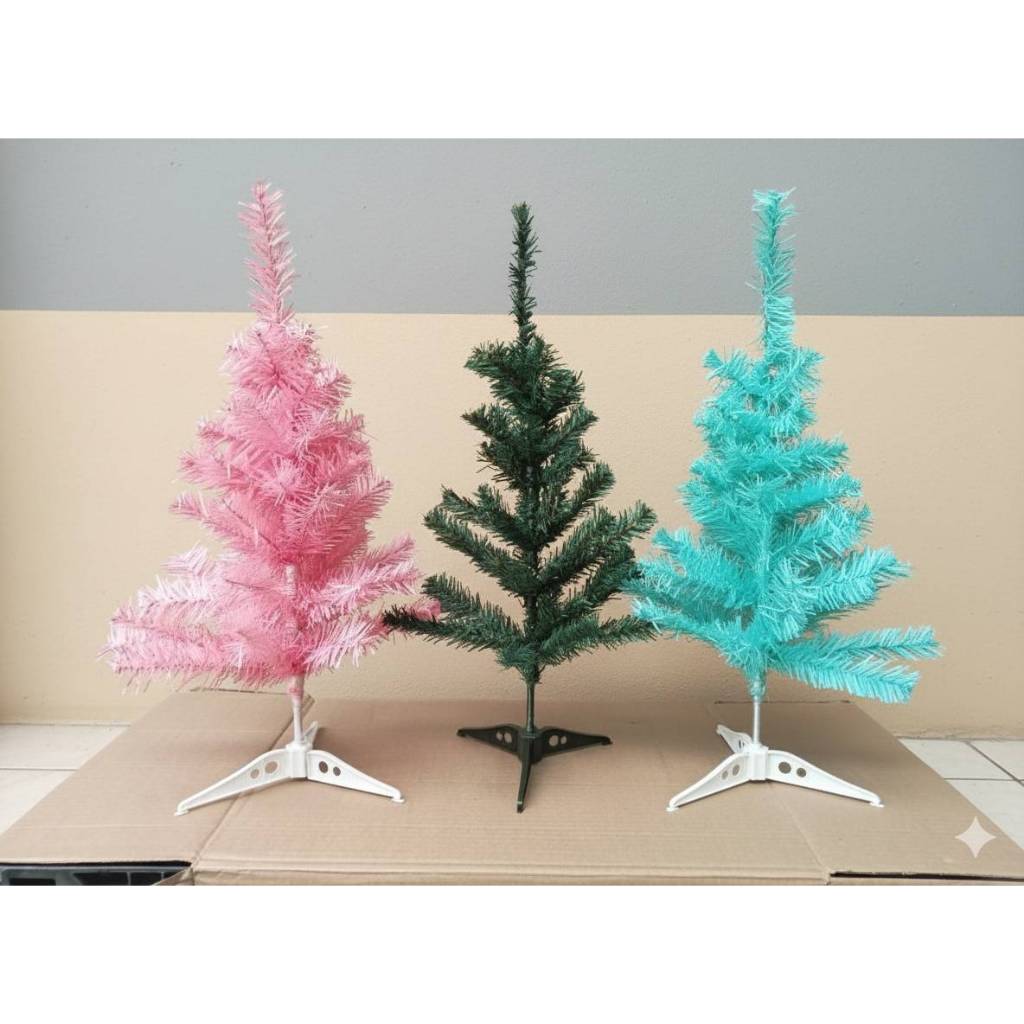 ต้นคริสต์มาส ต้นไม้ปลอม christmas tree สีฟ้า สีชมพู ขนาด 60 cm ณู๋ฯ 3486 3965