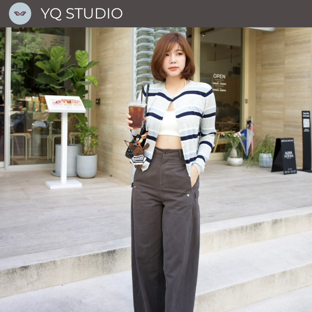 A632 YQ KOREAN SHOP Almost Cargo Pants กก.สไตล์คาร์โก้ ป้ายYQ