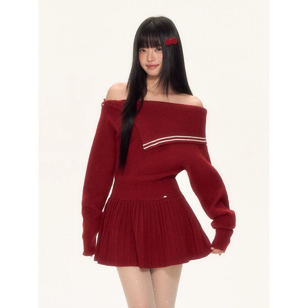 พรีออเดอร์ 🩵 Weekend Hub | Off-Shoulder Knit Dress 🎄♥️