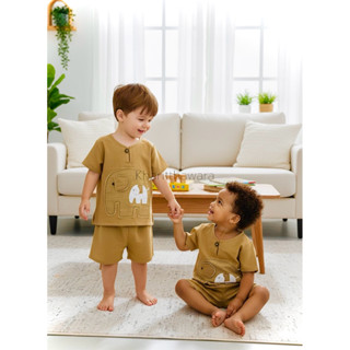 ชุดผ้าฝ้ายเสื้อแม่ลูก สีน้ำตาลอ่อน ผ้านิ่ม ใส่สบายมาก