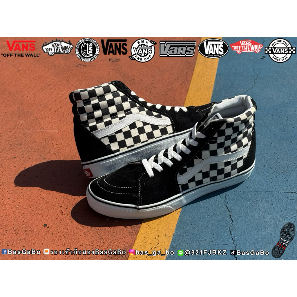 VANS SK8-HI CHECKERBOARD JAPAN EDITION รองเท้ามือสองของแท้ รองเท้ามือสอง Vansมือสอง รองเท้าVans Vans