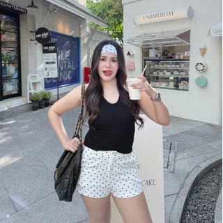 RosyBra🖤short pant กางเกงขาสั้น เอวต่ำ ลายจุด polka dot กางเกงเอวต่ำ สไตล์เกาหลี