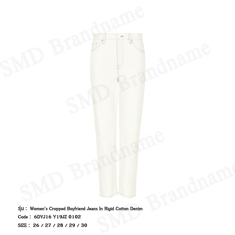 Armani Exchange กางเกงยีนส์ผู้หญิง รุ่น Women's Cropped Boyfriend Jeans In Rigid Cotton Denim Code: 