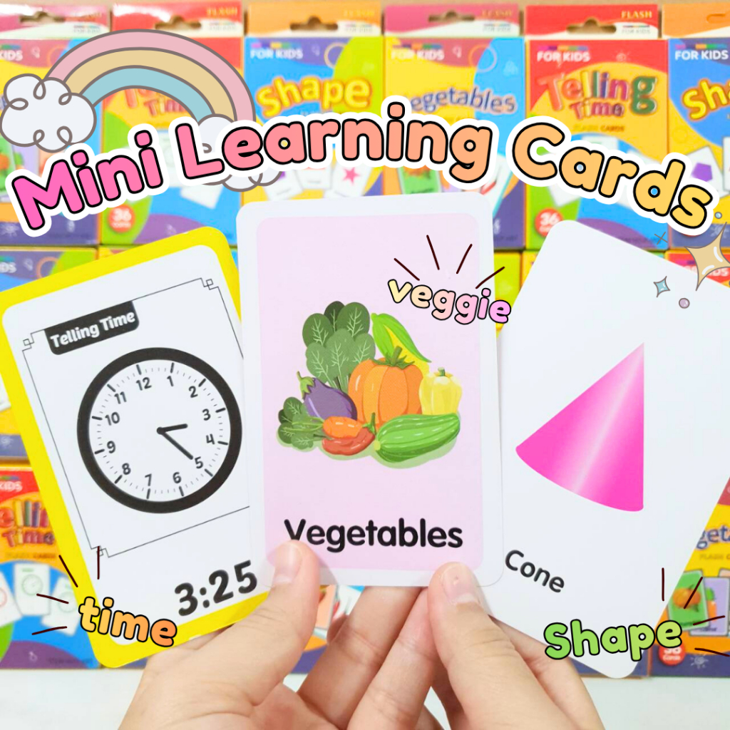 แฟลชการ์ด บัตรคำ English ภาษาอังกฤษ Mini Learning Cards บัตรคำภาษาอังกฤษพร้อมรูปภาพน่ารัก เข้าใจง่าย