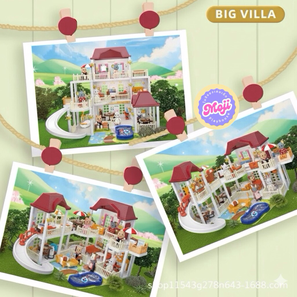 Doll.house บ้านตุ๊กตาหลังใหญ่วิลล่าสุดหรู3 ชั้นฟังก์ชั่นครบ  พร้อมสระว่ายน้ำส่วนตัว สไลด์เดอร์ เฟอร์นิเจอร์ครบชุด ราคา ถูกที่สุด ดีลบีเคเค แกลเลอรีภาพที่ 8