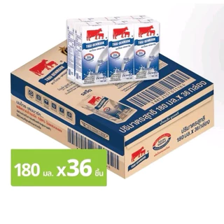 หมดอายุ 19-30/09/69 นมวัวแดง รสจืด 180 มิล 36 กล่อง