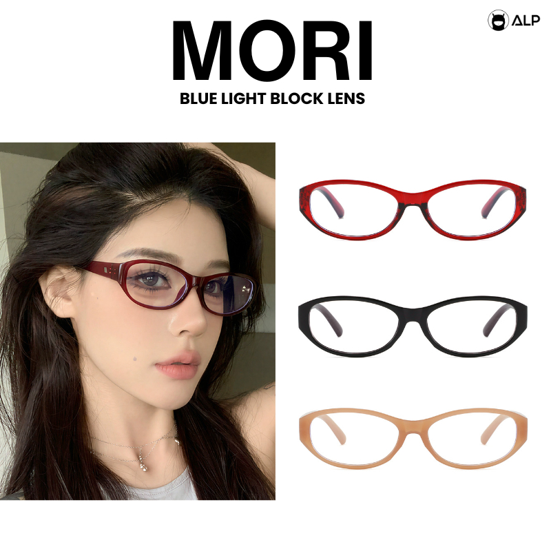 ALP แว่นกรองแสง ทรงรี สไตล์วินเทจ รุ่นMORI กรองแสงสีฟ้า ป้องกันUVA/UVB/UV400 BB0129