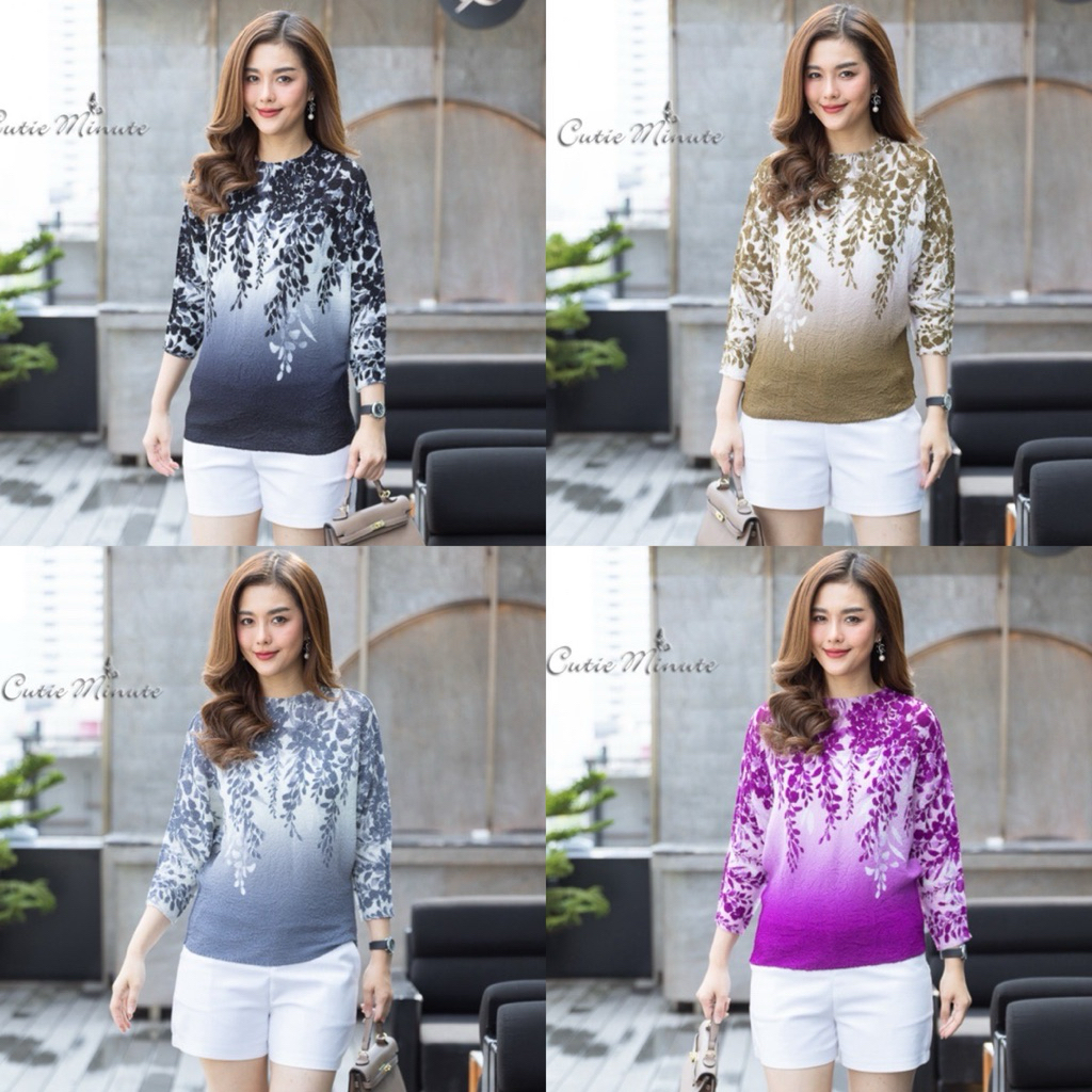 เสื้อผ้าอัดยับเกรดพรีเมี่ยมเนื้อนุ่มมาพร้อมลายดอกไม้ ทรงเสื้อปีกค้างคาวไซด์ใหญ่ใส่สบายค่ะ