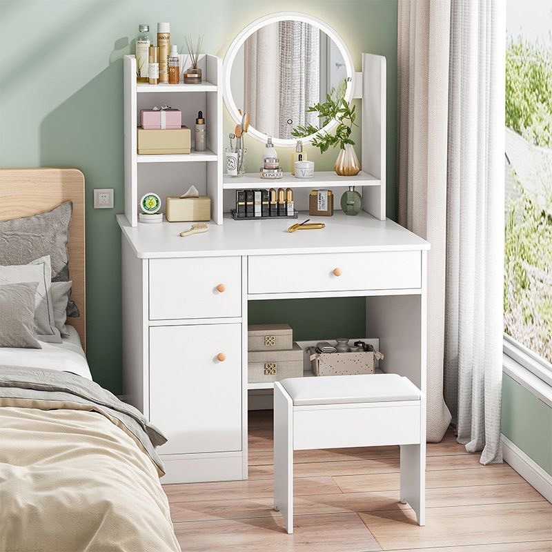 โต๊ะเครื่องแป้ง LED 80cm โต๊ะเครื่องแป้งไม้ Dressing Table 80CMลิ้นชักหลายชั้น สไตล์เกาหลี ไตล์มินิม