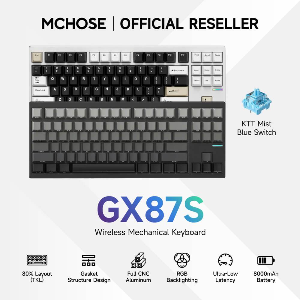 MCHOSE GAMING KEYBOARD TRI-MODE GX87S MIST BLUE LINEAR-SW  SIZE 80%