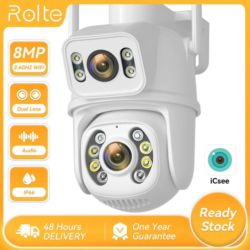 Rolte 8MP Dual Lens PTZ WiFi Camera 5X Zoom Automatic Tracking Outdoor Speed ​​Dome CCTV IP Camera
