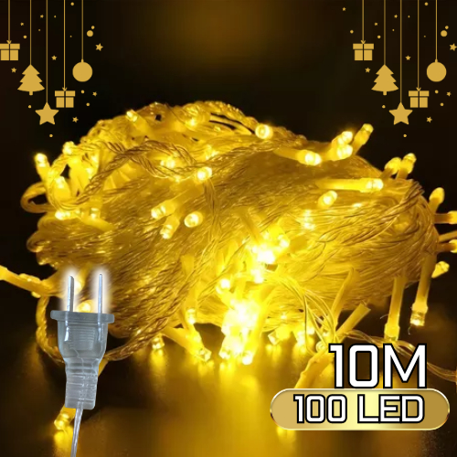 ไฟตกแต่ง 10 เมตร (100LED) ติดตั้งสะดวกสบาย ใช้งานง่าย ไม่หักหรืองอได้ง่ายแบบรุ่นเก่า