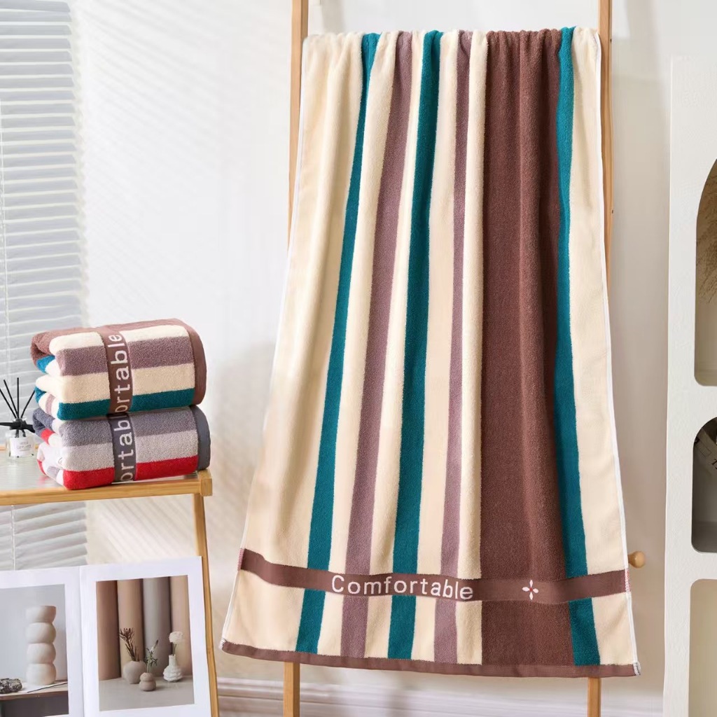 ผ้าขนหนู ผ้าเช็ดตัว ลาย Comfortable คอตตอนแท้ 100 % ผ้านุ่ม  ขนาด 70*140 Cm