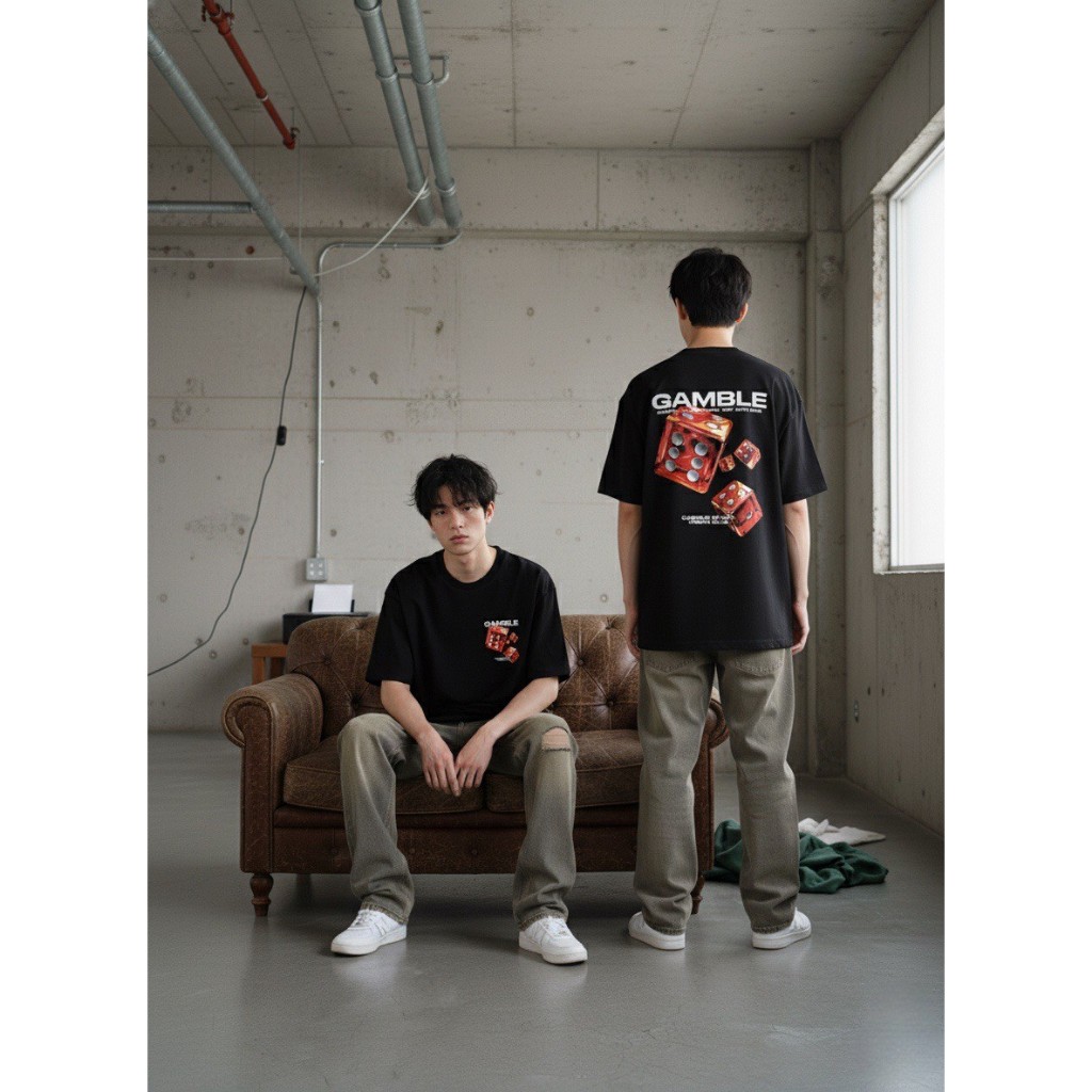 CASSIUS PREMIUM COTTON 100% OVERSIZE สกรีนลาย พรีเมี่ยม & GAMBLEลูกเต๋าแดง