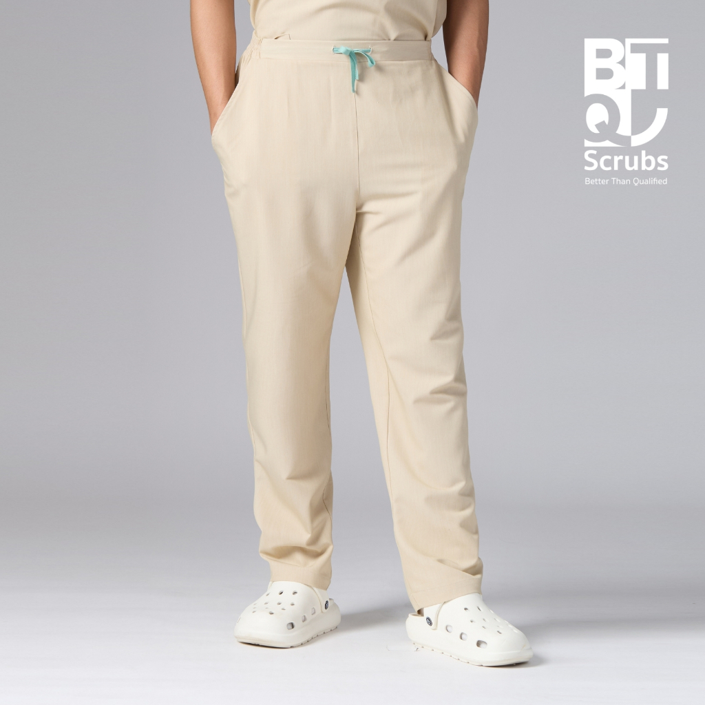 BTQ Medical Scrub Pants - รุ่น Free & loose Pants | กางเกงสครับหมอ พยาบาล ทรงตรง เอวยางยืดด้านหลัง Q988BE