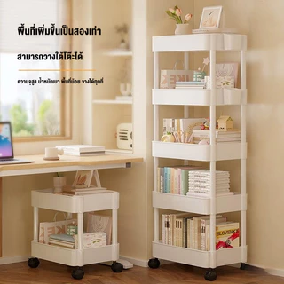 ชั้นวางของรถเข็นพลาสติก 3/4/5ชั้น ที่วางของในห้องน้ํา พร้อมล้อเลื่อน เคลื่อนย้ายสะดวก อุปกรณ์จัดเก็บครัว