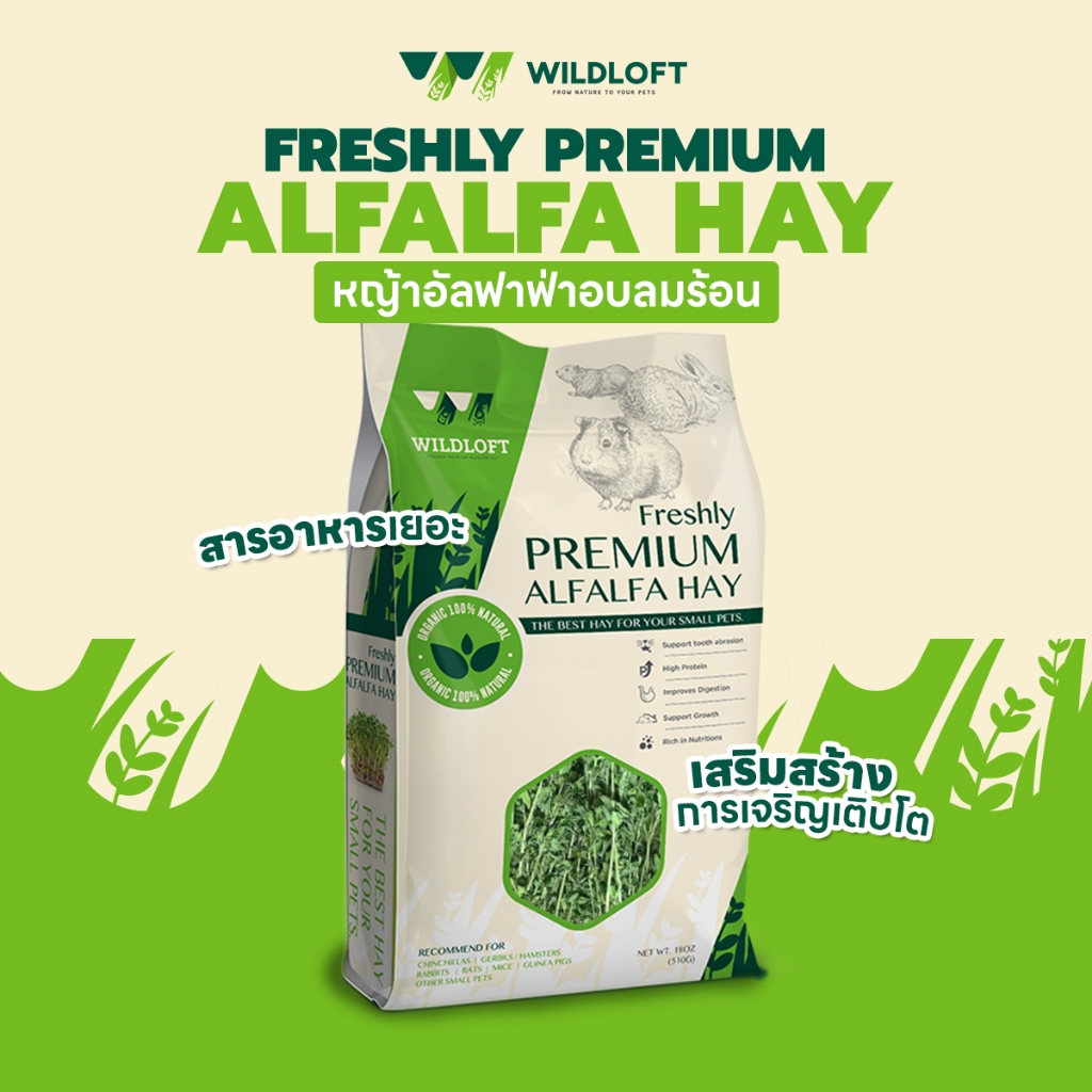 หญ้าอัลฟาฟ่าอบ Wildloft Freshly Premium Alfalfa 510 g.