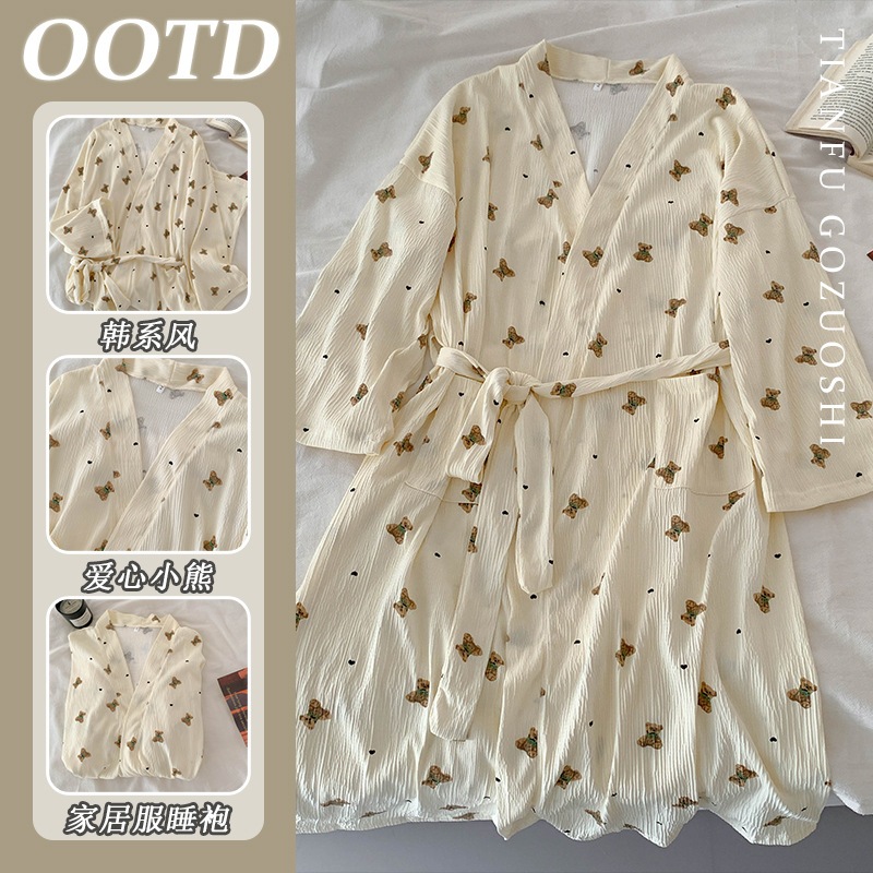 ชุดนอน  เสื้อคลุมแขนยาว เนื้อผ้าใส่สบาย ลายน่ารัก  ผ้าฝ้าย ระบายอากาศได้ดี มีหลายสไตล์ให้เลือก  ส่งจากไทย - รูปที่ 6