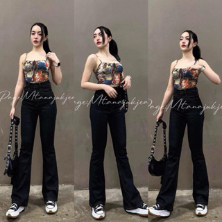 กางเกงยีนส์ขาม้ายืด สียีนส์เข้ม F9